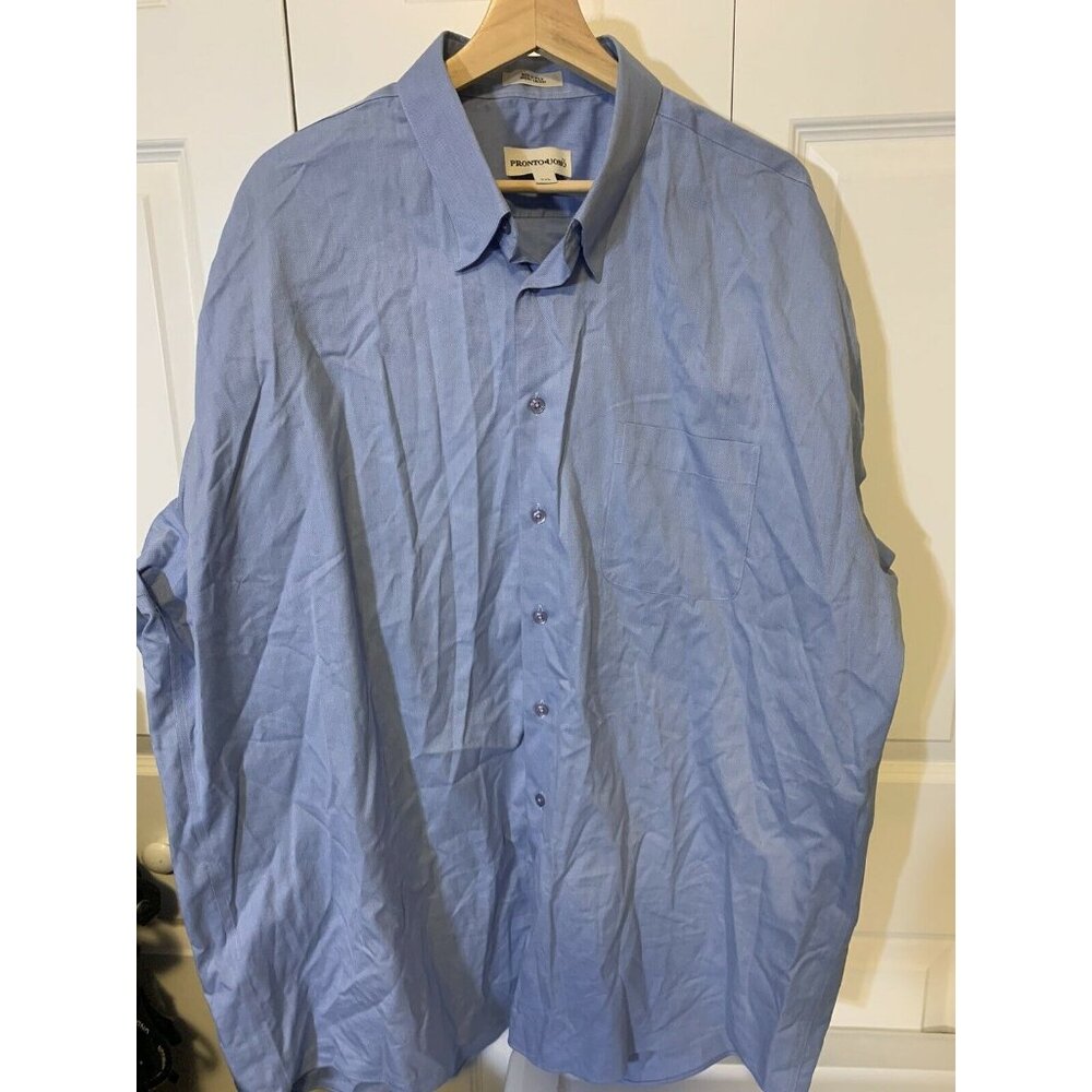 Pronto‎ Uomo Couture Men’s Sz XXL Light Blue Cotton Button Down Shirt